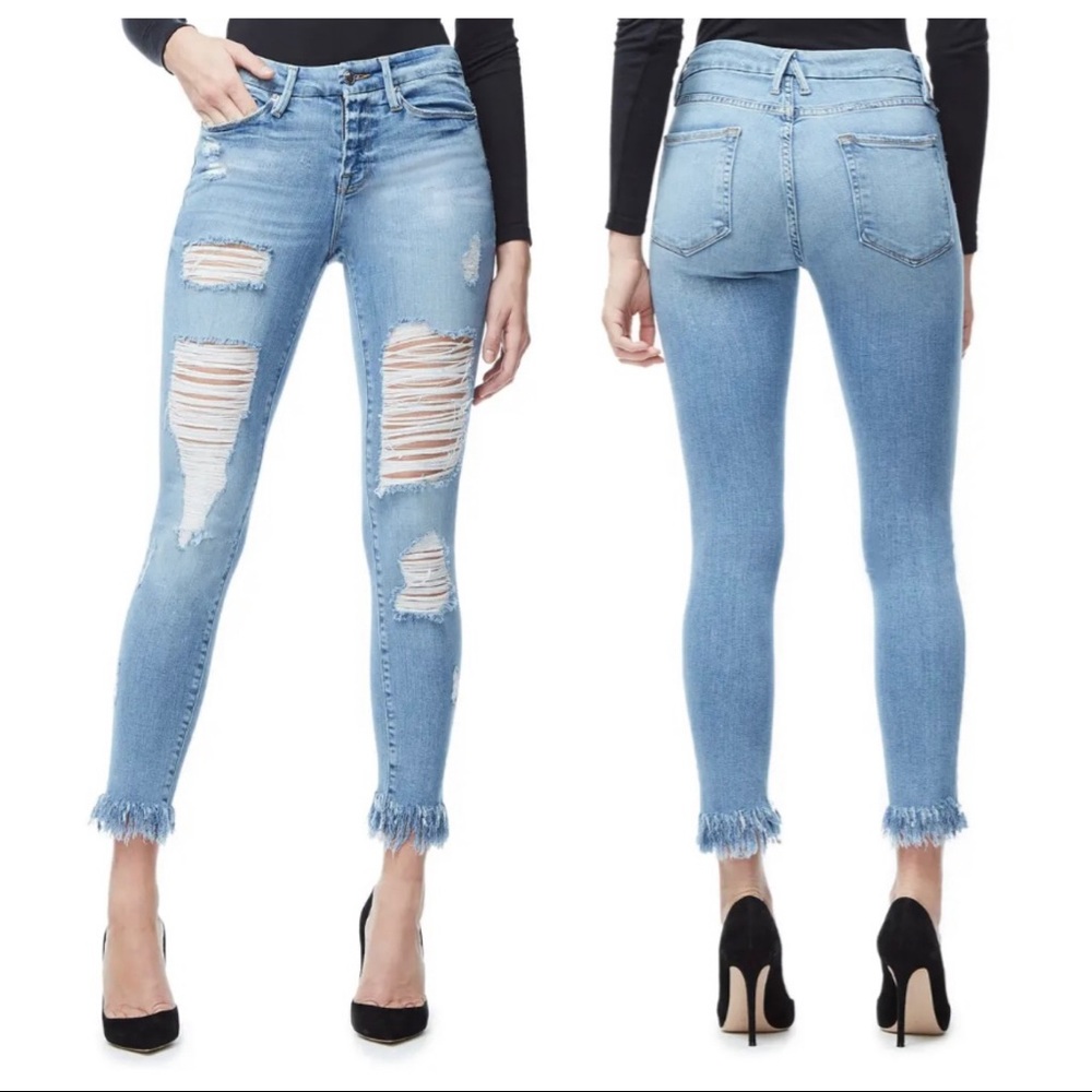 good american - good legs fringe hem jeans